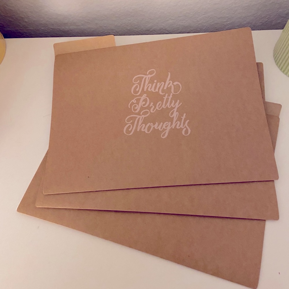 Think Pretty Thoughts ✨ Motivational Organization ✨ Set of 3 File Folders 📁📂📁